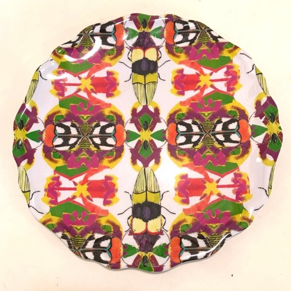 ANTHROPOLOGIE Set of 7 Dinner Plates, Nature Design, Melamine, 10.5” radius - Picture 5 of 9